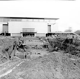 Construction of Empire Pool - Nov 26, 1953